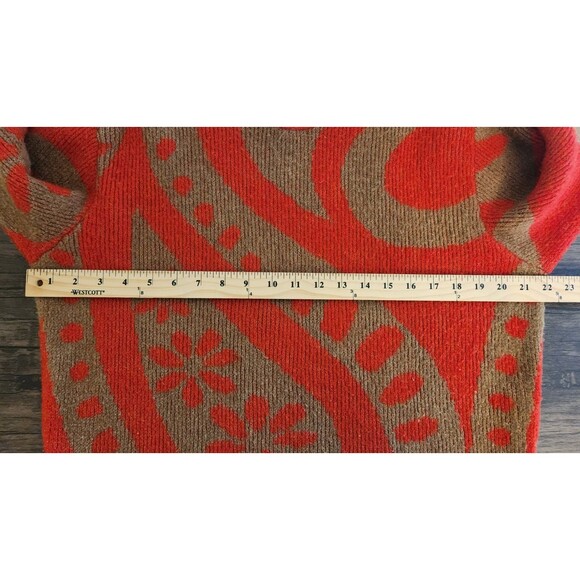 Gimaguas Womens Sweater Medium Orange/Brown Paisley‎ Print Wool Blend 70's Retro - Picture 7 of 10